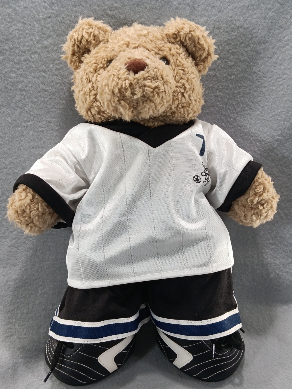 VINTAGE Build-A-Bear Curly Teddy Bear With Soccer Uniform Cleats Knee Pads Gift